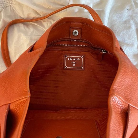 PRADA Tote Bag - Papaya Vitello Daino Leather - Picture 3 of 4